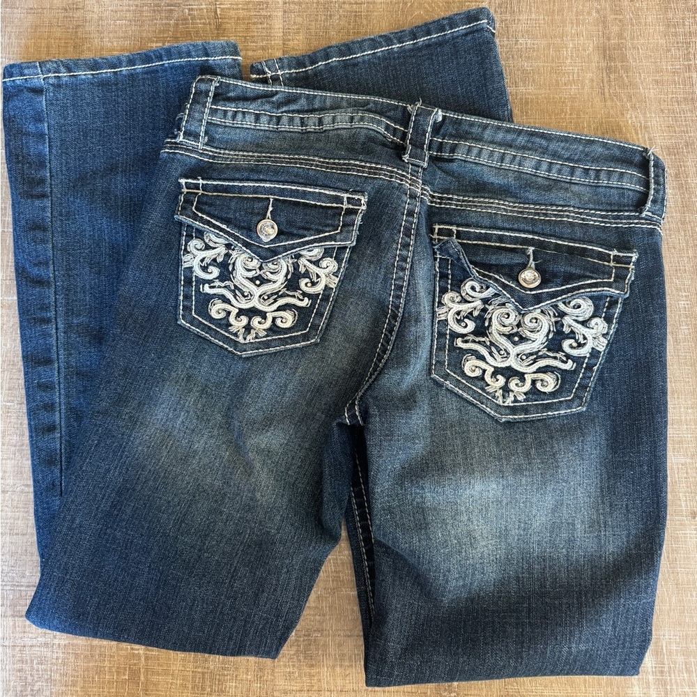 a.n.a Embroidered Straight Leg Jeans Size 28 | Blue Denim Floral Detail